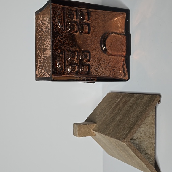 New Brown Glass House with Woodgrain Roof Tabletop Décor by Ashland 8" - Picture 6 of 8